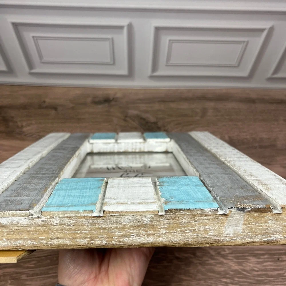 Unbranded Rustic Wood Picture Frame 4x6 Blue White Gray Distressed Coastal Decor